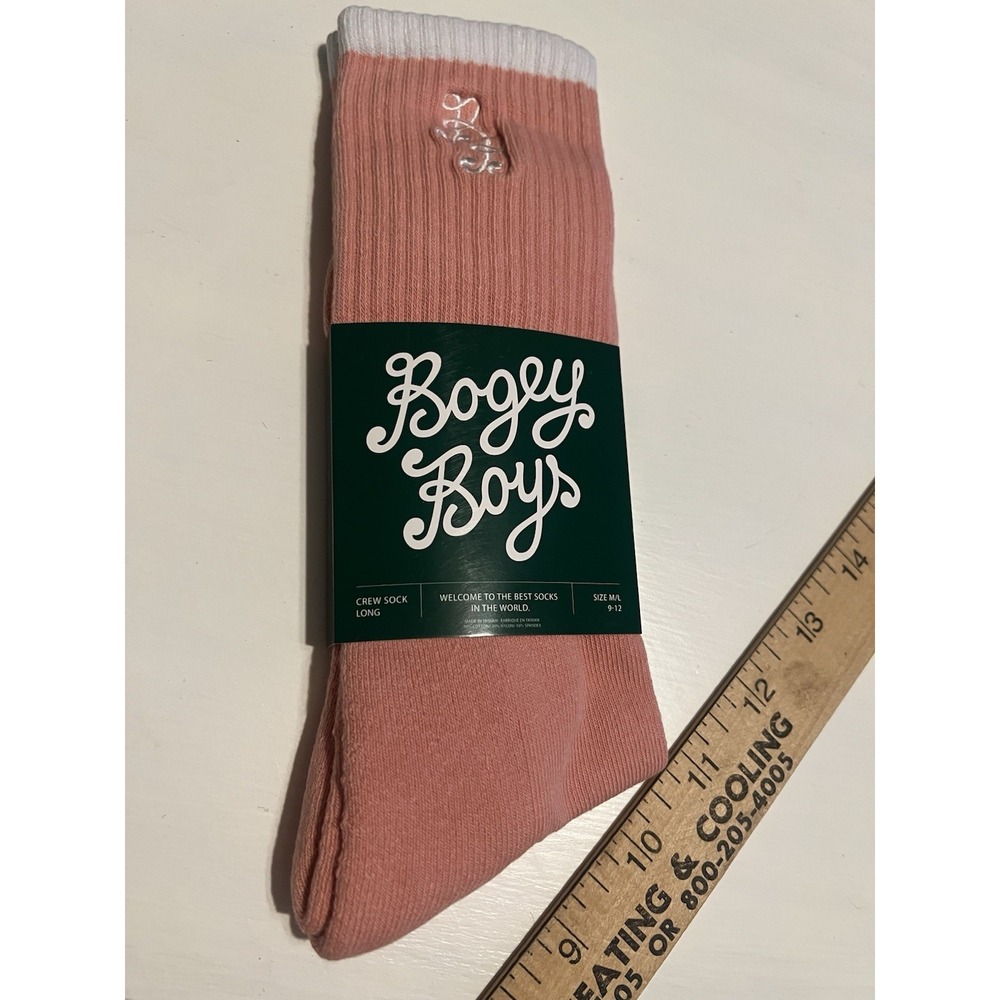Bogey Boys Essential Crew Socks NEW Pastel Pink Men 9-12 Macklemore Golf Preppy